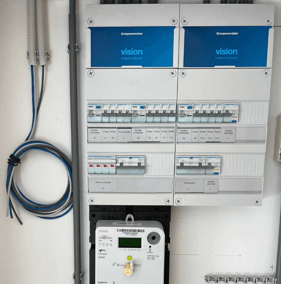 Meterkast met Vision groepenverdeler en slimme meter